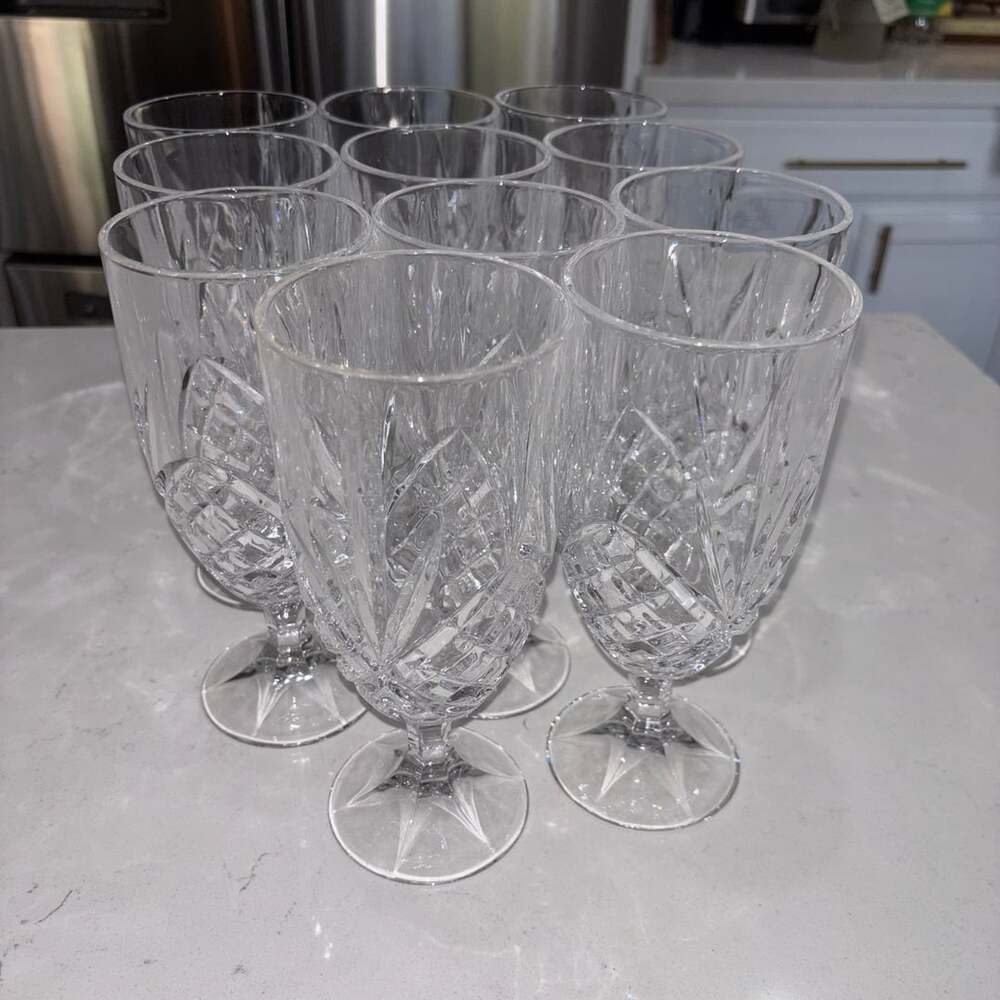 Shannon Crystal by Godinger Dublin Iced Tea Glasses/Water Goblets Set of 11